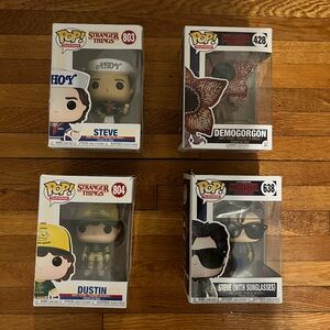 Assorted Stranger Things Funko pops ⚠️( Steve scoops & Dustin only)